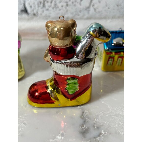 Rare! USSR Russian Vintage Christmas Ornament Lot Ceramic? Heavy Chrome Finish - Picture 8 of 14